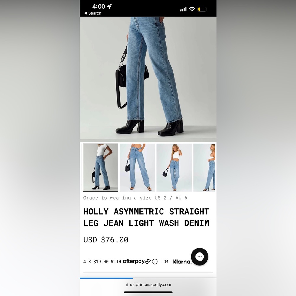 princess polly asymmetrical straight leg jean